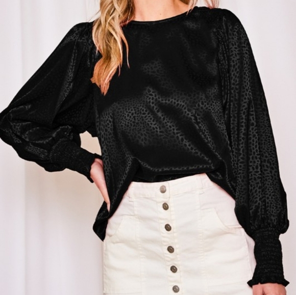 Jacquard Leopard Satin Blouse - Picture 4 of 16